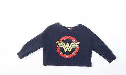 Next Girls Blue  Cotton Pullover Sweatshirt Size 3 Years  Pullover - Wonder Woman
