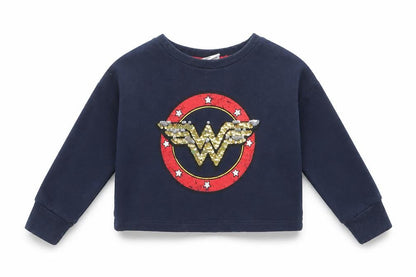 Next Girls Blue  Cotton Pullover Sweatshirt Size 3 Years  Pullover - Wonder Woman