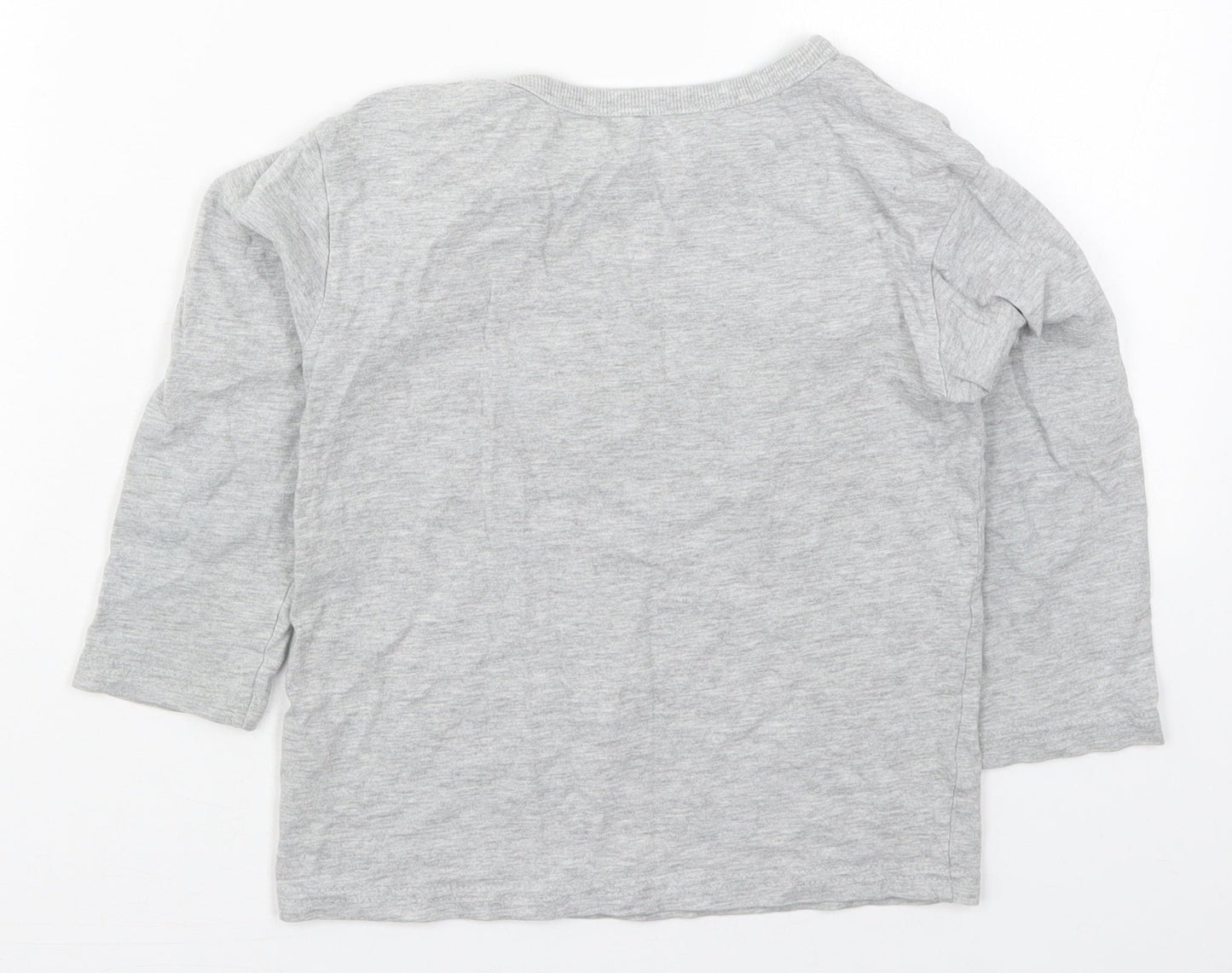George Boys Grey  Cotton Basic T-Shirt Size 6-7 Years Crew Neck Pullover - Elephants