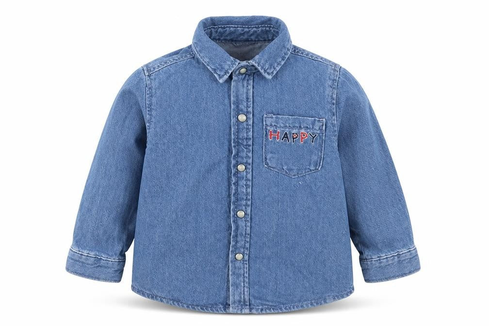 Primark Boys Blue  Cotton Basic Button-Up Size 12-18 Months Collared Button - Happy