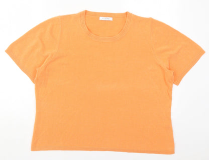 Marks & Spencer Womens Orange Crew Neck  Acrylic Pullover Jumper Size 18