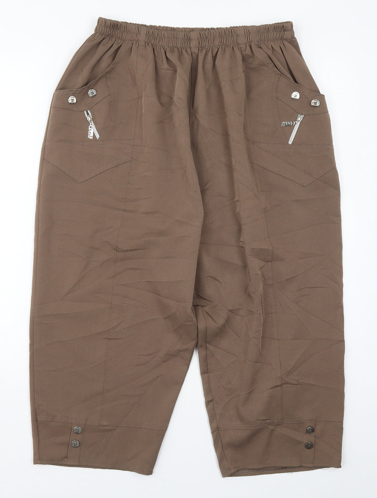 Preworn Womens Brown  Polyester Trousers  Size 30 in  Regular