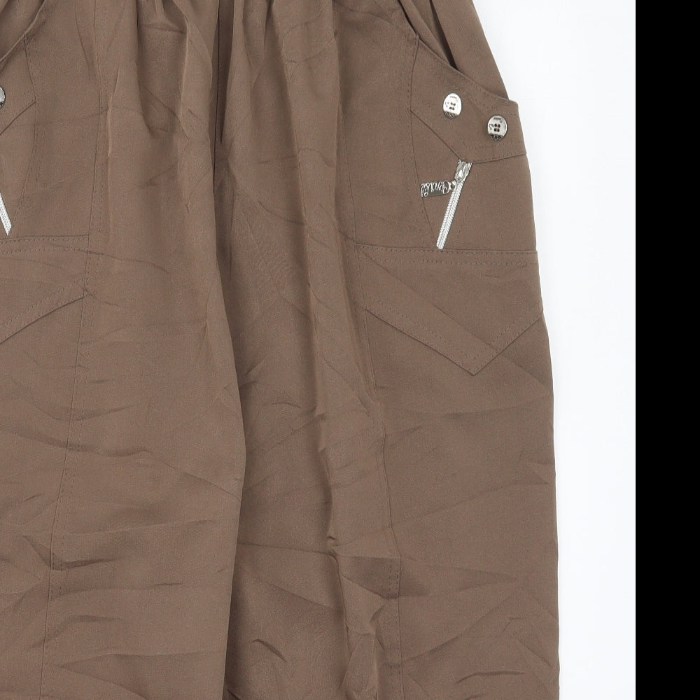 Preworn Womens Brown  Polyester Trousers  Size 30 in  Regular