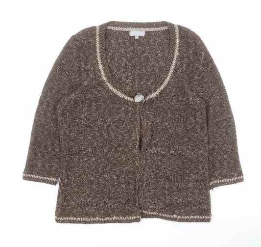 Marks and Spencer Womens Brown Scoop Neck  Acrylic Cardigan Jumper Size M
