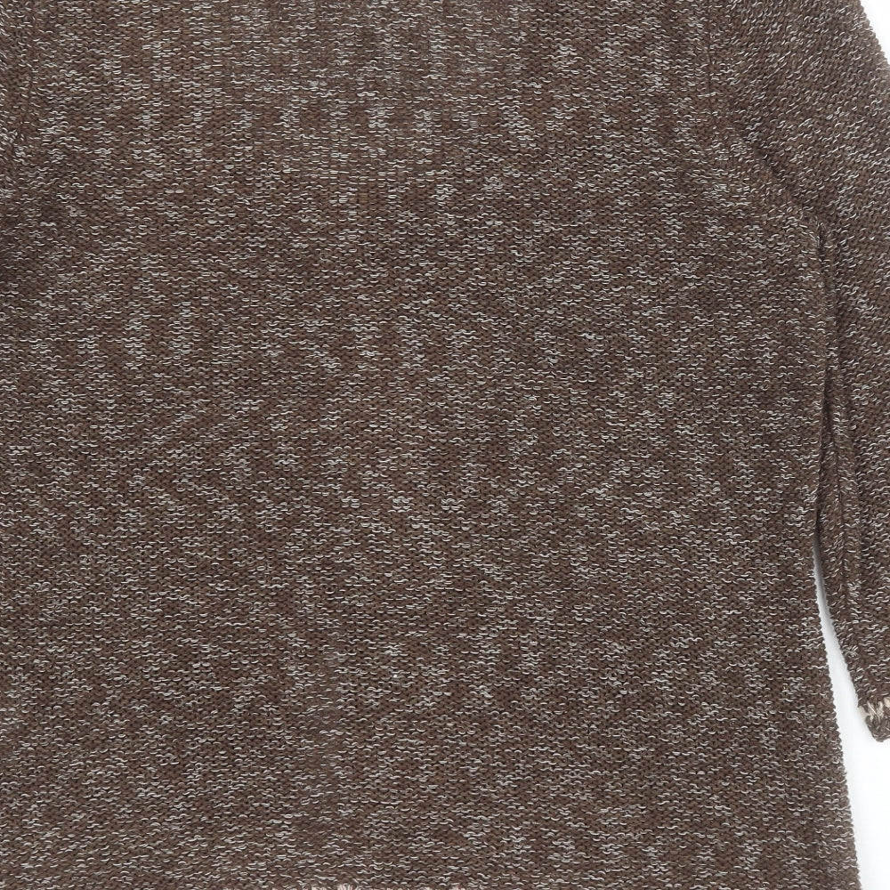 Marks and Spencer Womens Brown Scoop Neck  Acrylic Cardigan Jumper Size M