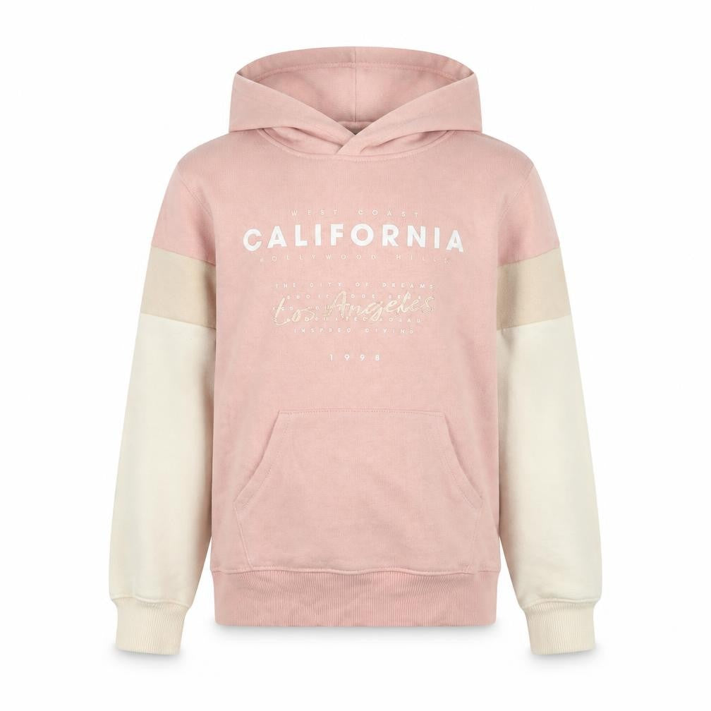 H&HM Girls Pink Colourblock Cotton Pullover Hoodie Size 10-11 Years  Pullover - 'California'