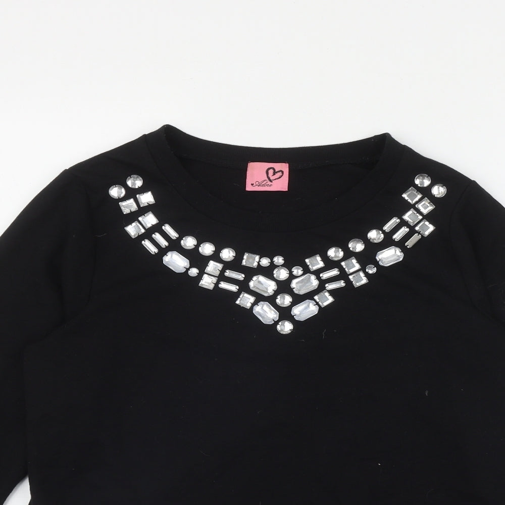 Adore Womens Black  Cotton Pullover Sweatshirt Size 8  Pullover