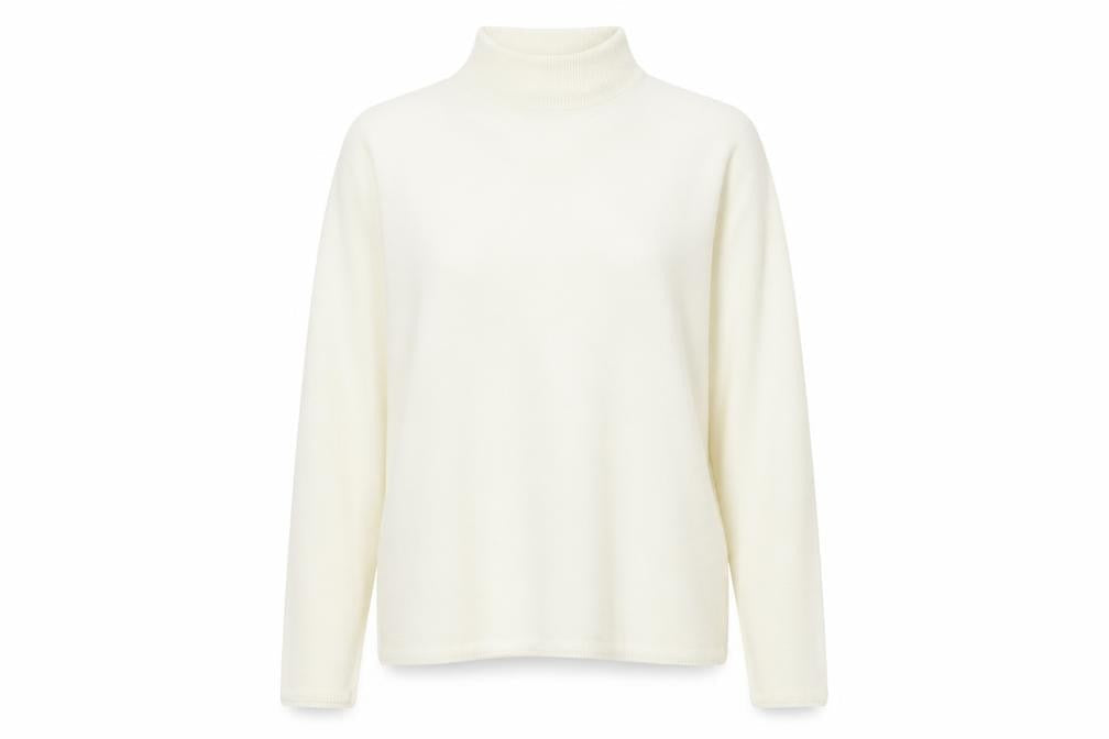 Bonmarché Womens Ivory Mock Neck Acrylic Pullover Jumper Size S