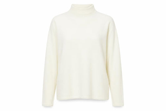 Bonmarché Womens Ivory Mock Neck Acrylic Pullover Jumper Size S