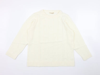 Preloved Daxon Womens Ivory Round Neck  Acrylic Pullover Jumper Size 14 - Front