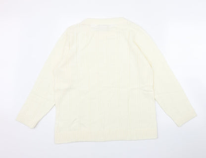 Preloved Daxon Womens Ivory Round Neck  Acrylic Pullover Jumper Size 14 - Back