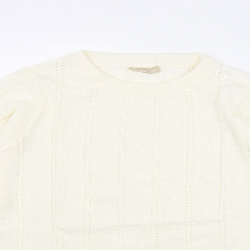 Daxon Womens Ivory Round Neck  Acrylic Pullover Jumper Size 14