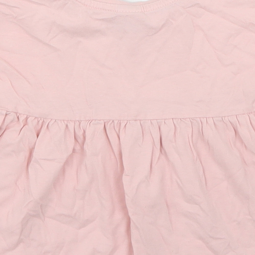 TU Girls Pink  Camel Basic T-Shirt Size 12-18 Months Crew Neck  - Peplum