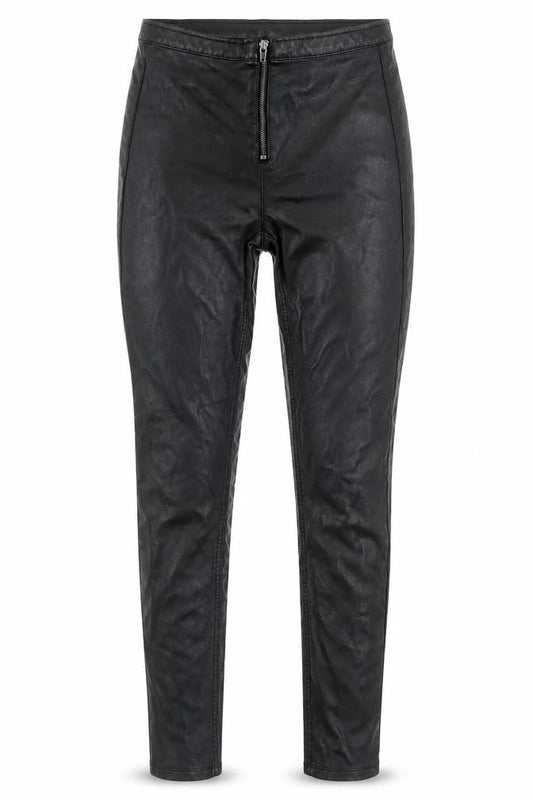 Divided Womens Black  Polyurethane Trousers  Size 8 L29 in Regular Zip