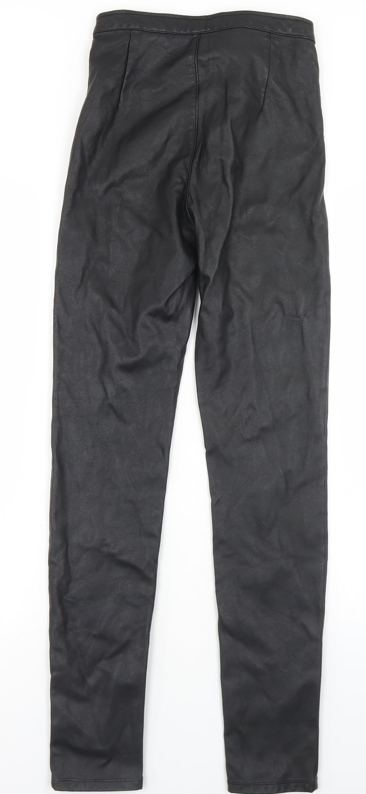 Divided Womens Black  Polyurethane Trousers  Size 8 L29 in Regular Zip