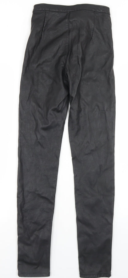 Divided Womens Black  Polyurethane Trousers  Size 8 L29 in Regular Zip