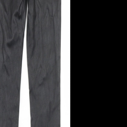 Divided Womens Black  Polyurethane Trousers  Size 8 L29 in Regular Zip