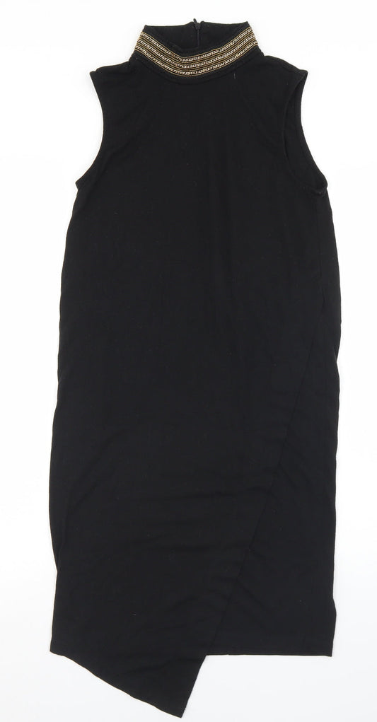 VERO MODA Womens Black  Polyester Tank Dress  Size S  Mock Neck Zip