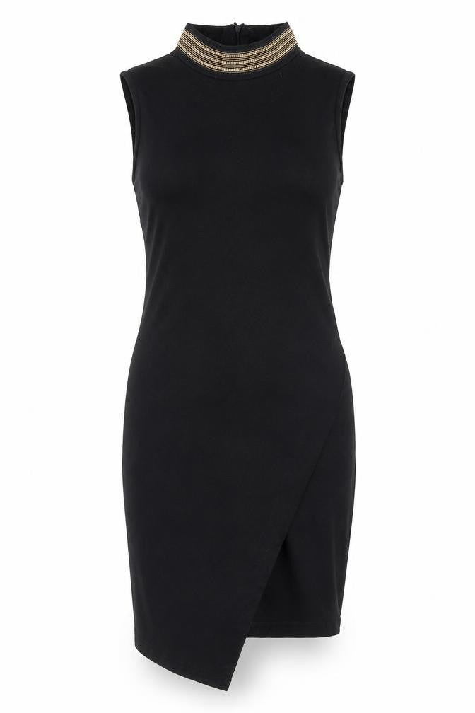 VERO MODA Womens Black  Polyester Tank Dress  Size S  Mock Neck Zip