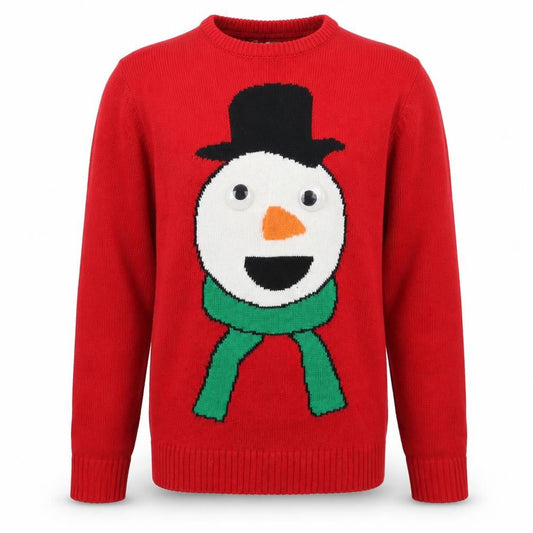 Cedarwood State Mens Red Crew Neck Acrylic Pullover Jumper Size XS - Snowman Christmas