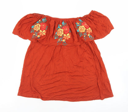 Atmosphere Womens Brown  Viscose Basic Blouse Size 8 Off the Shoulder
