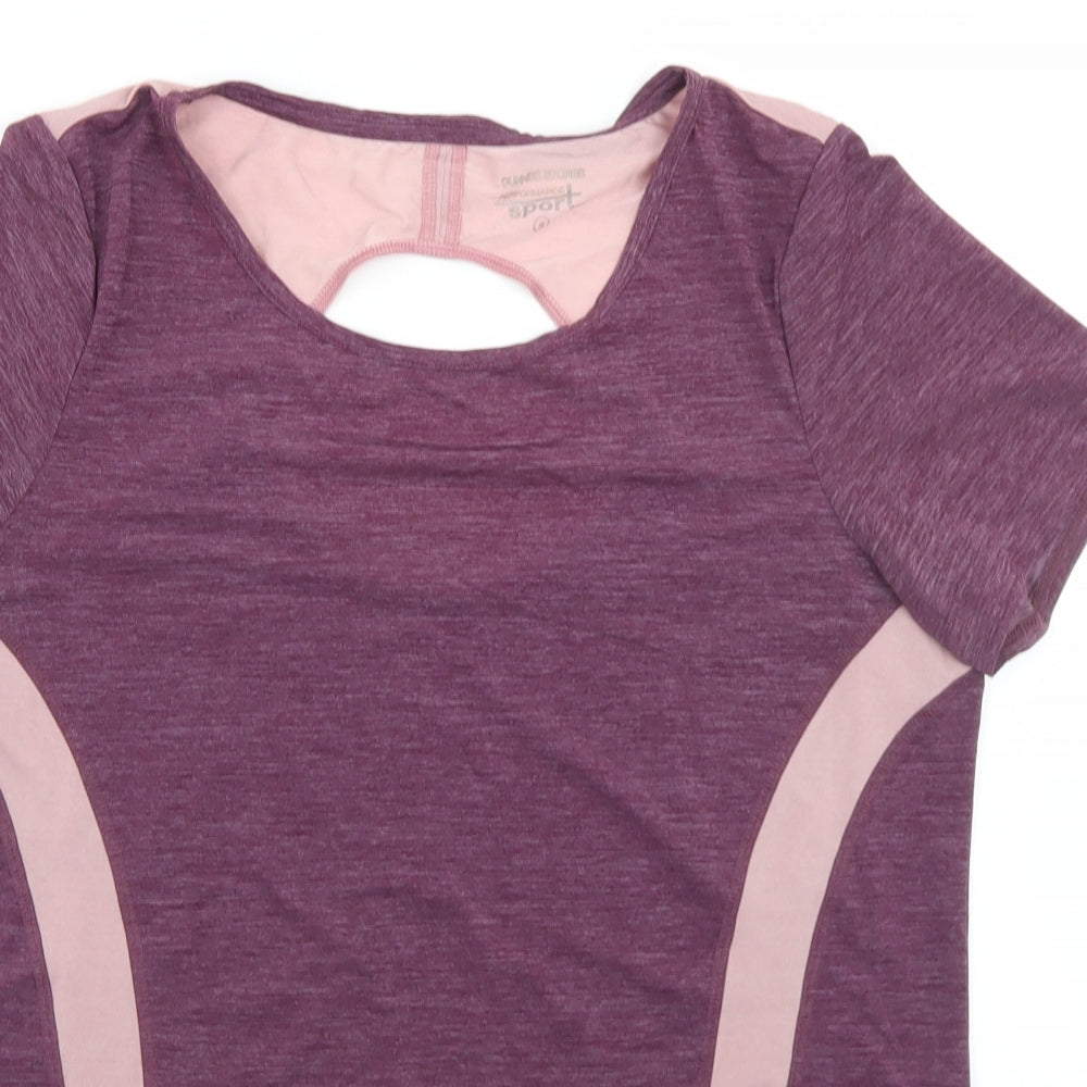 Dunnes Stores Womens Purple  Nylon Basic T-Shirt Size S Round Neck