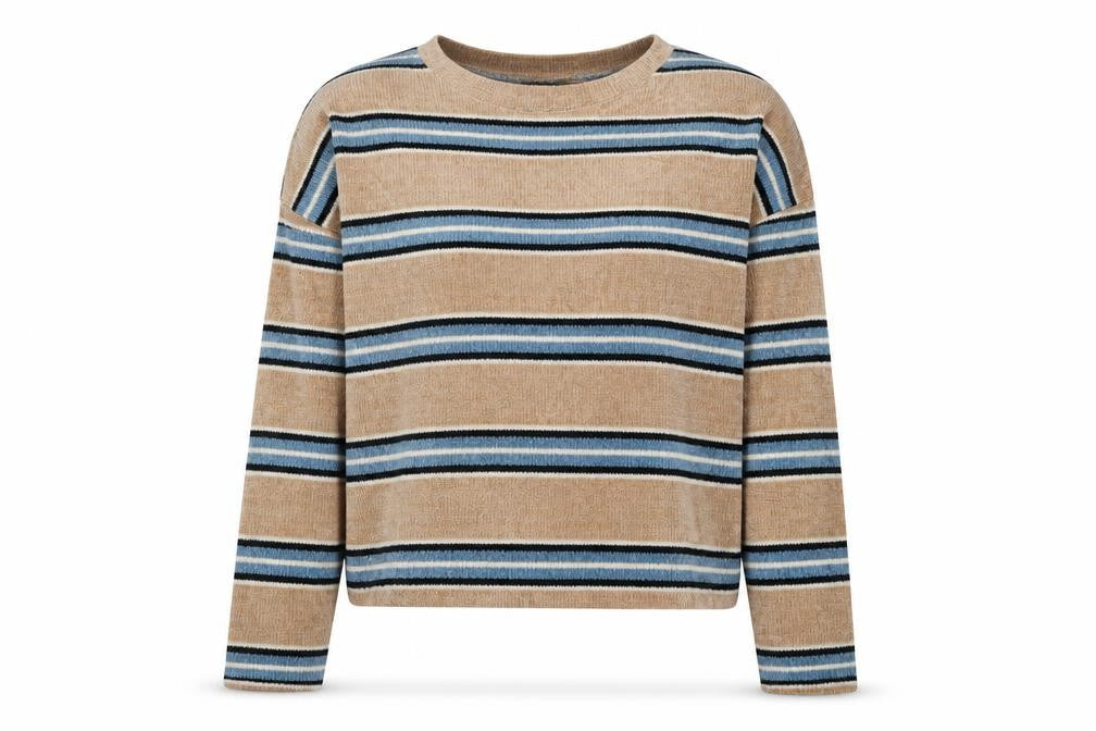 New Look Womens Brown Crew Neck Striped Polyester Pullover Jumper Size L