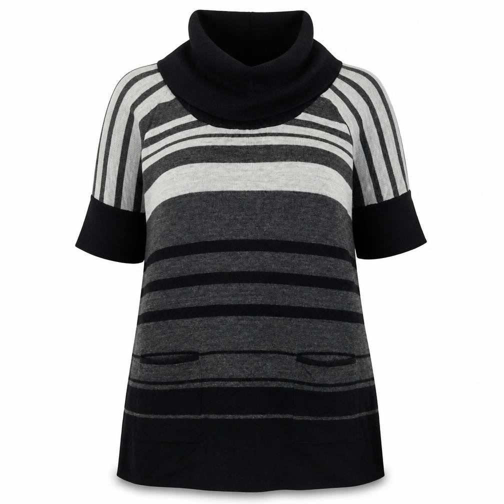 Damart Womens Grey Roll Neck Striped Acrylic Pullover Jumper Size 14