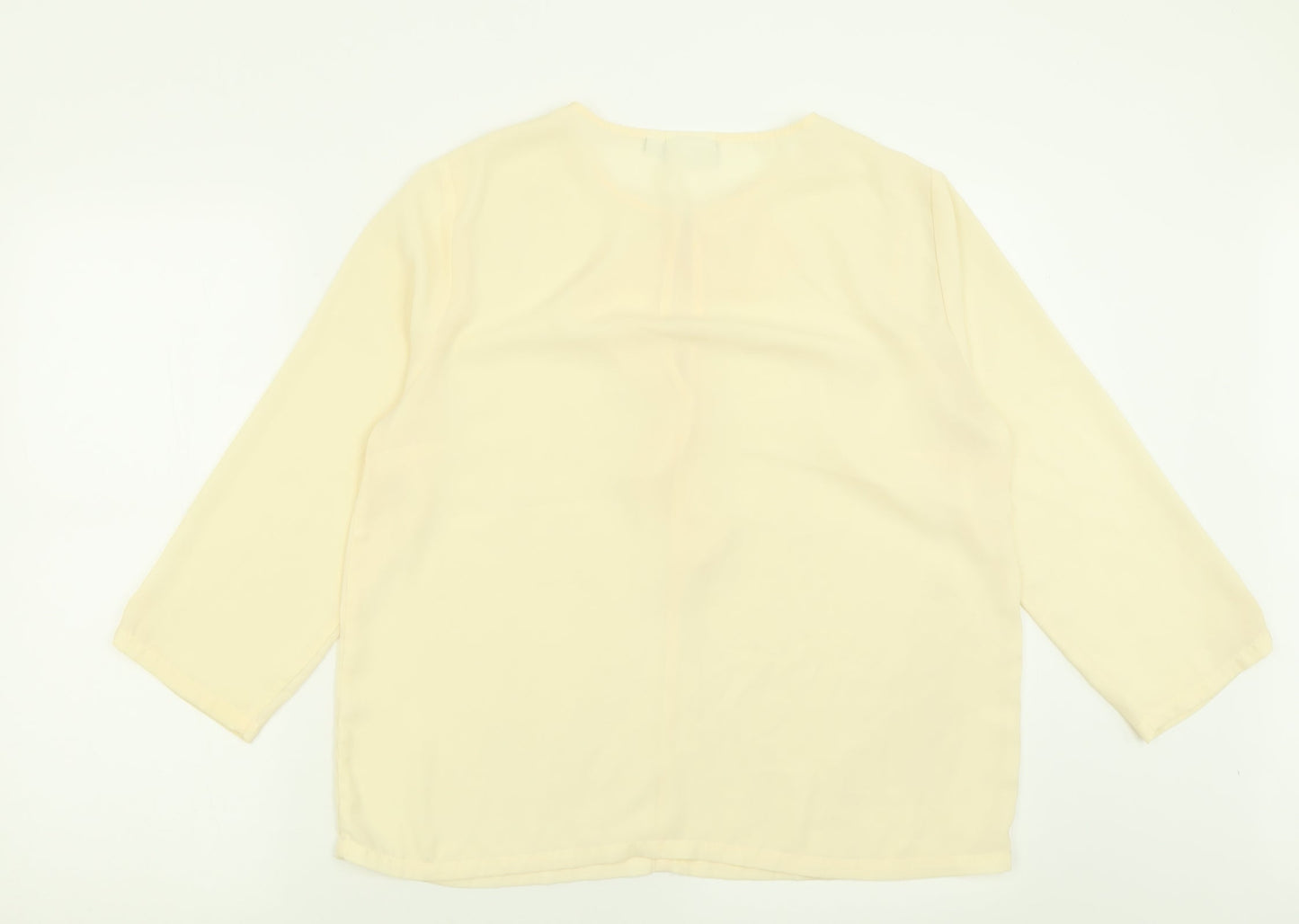 Saint Tropez Clothing Womens Ivory  Polyester Basic Blouse Size L Crew Neck
