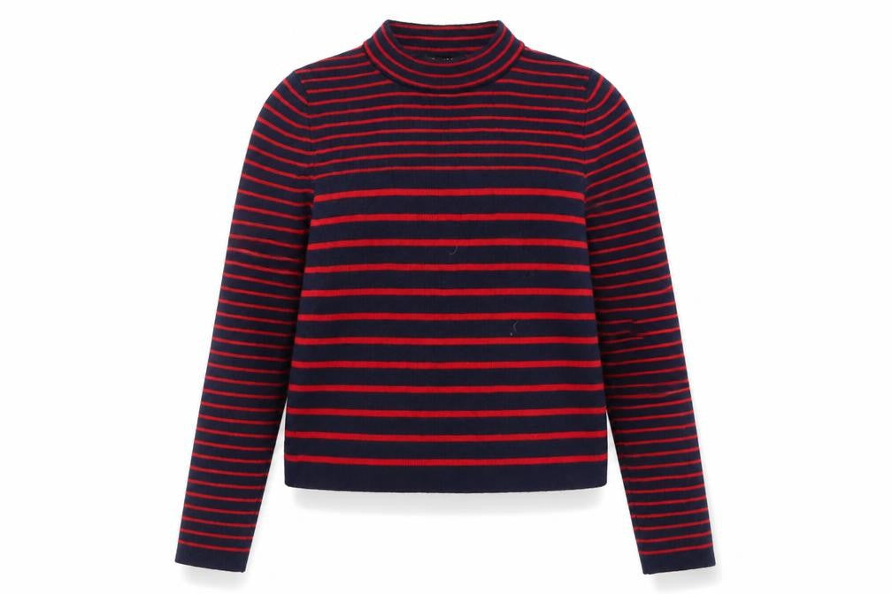 New Look Womens Blue Crew Neck Striped Polyester Pullover Jumper Size 8