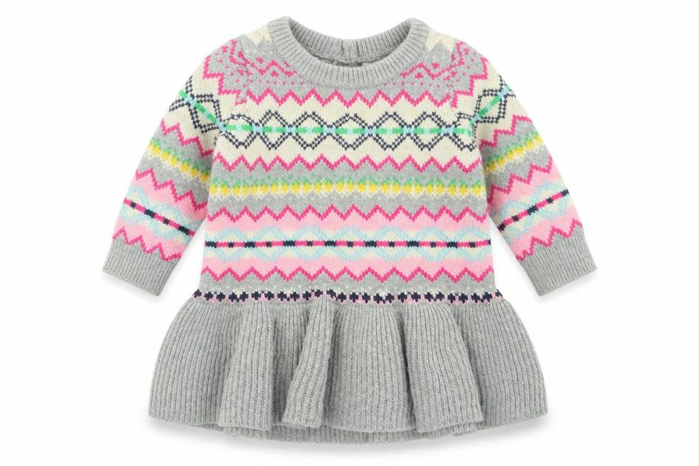 Gap Girls Grey Geometric Cotton Basic Casual Size 3-6 Months Crew Neck Button