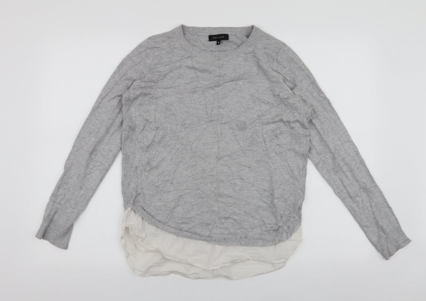 New Look Womens Grey Round Neck  Viscose Henley Jumper Size 10