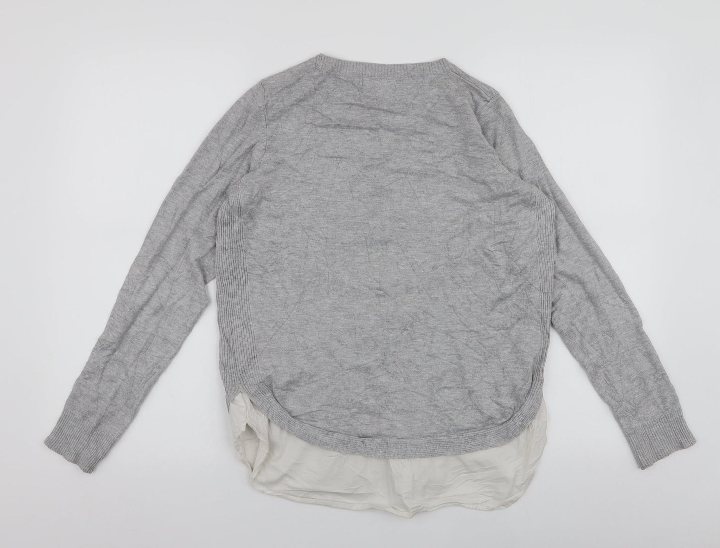New Look Womens Grey Round Neck  Viscose Henley Jumper Size 10