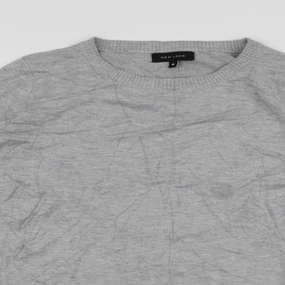 New Look Womens Grey Round Neck  Viscose Henley Jumper Size 10