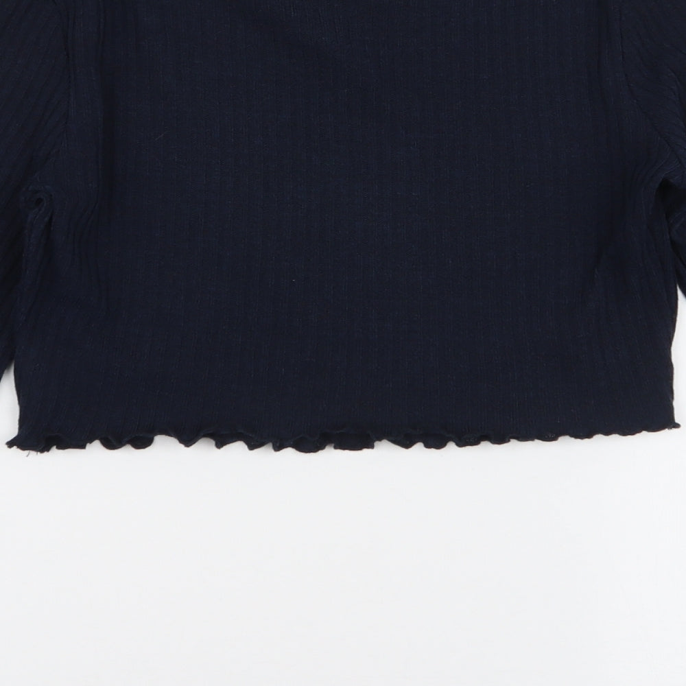 SheIn Womens Blue  Polyester Cropped T-Shirt Size L Round Neck