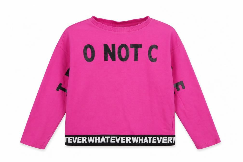Funky Rocks Girls Pink  100% Cotton Pullover Sweatshirt Size 11-12 Years  Pullover - I don't care