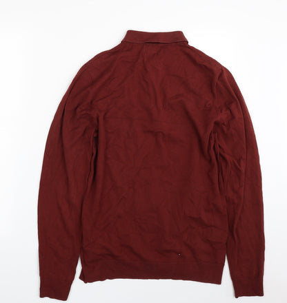 Next Mens Brown Collared  Cotton Pullover Jumper Size M
