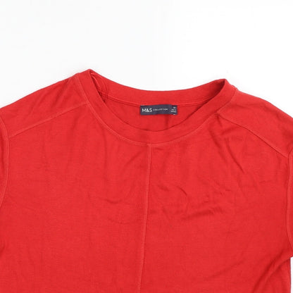 Marks & Spencer Womens Red Crew Neck  Viscose Pullover Jumper Size XS