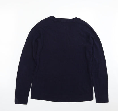 Tu Womens Blue Boat Neck  Acrylic Pullover Jumper Size 12