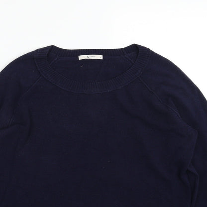 Tu Womens Blue Boat Neck  Acrylic Pullover Jumper Size 12