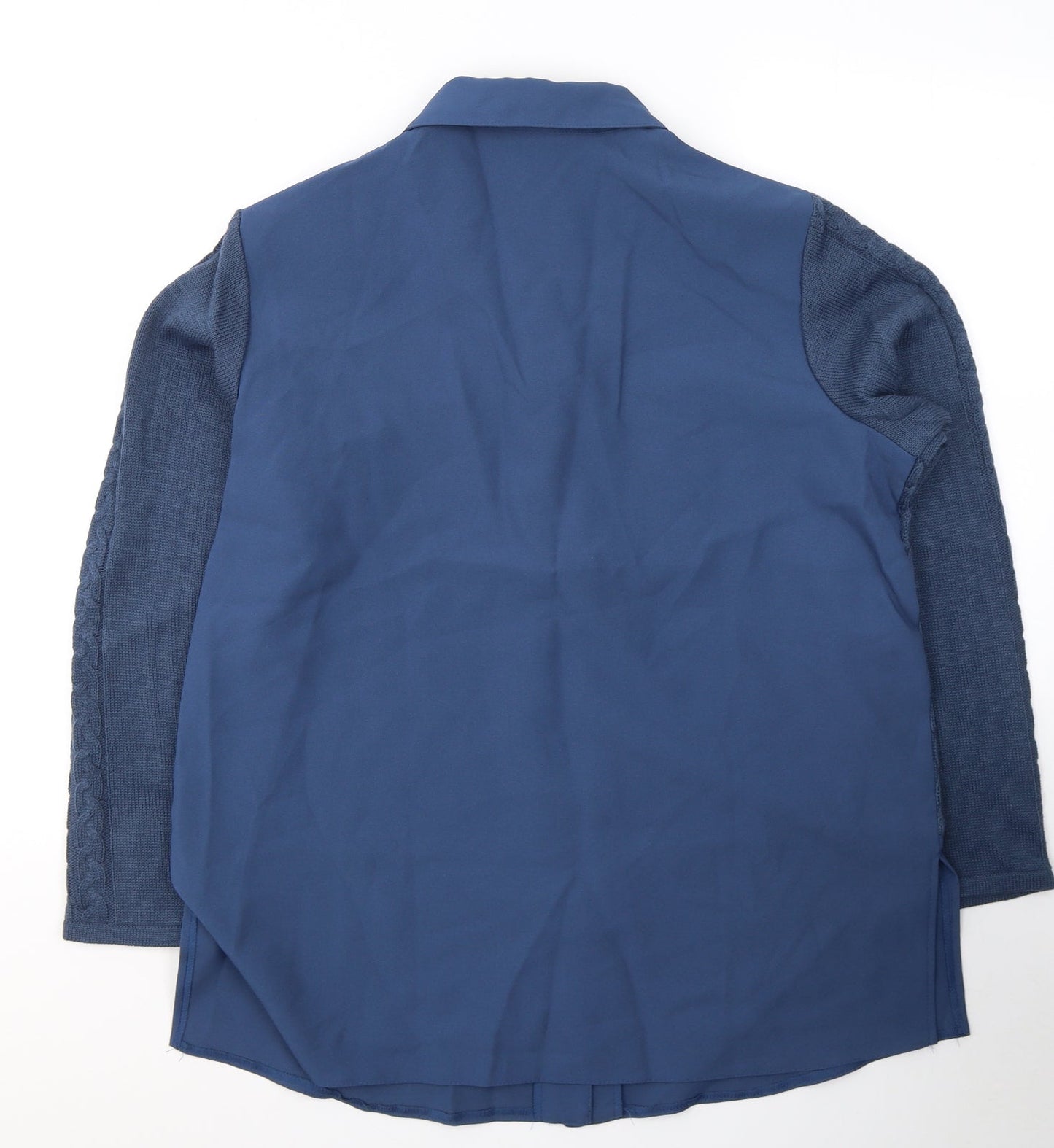 Dakon Womens Blue  Polyester Basic Button-Up Size 18 V-Neck