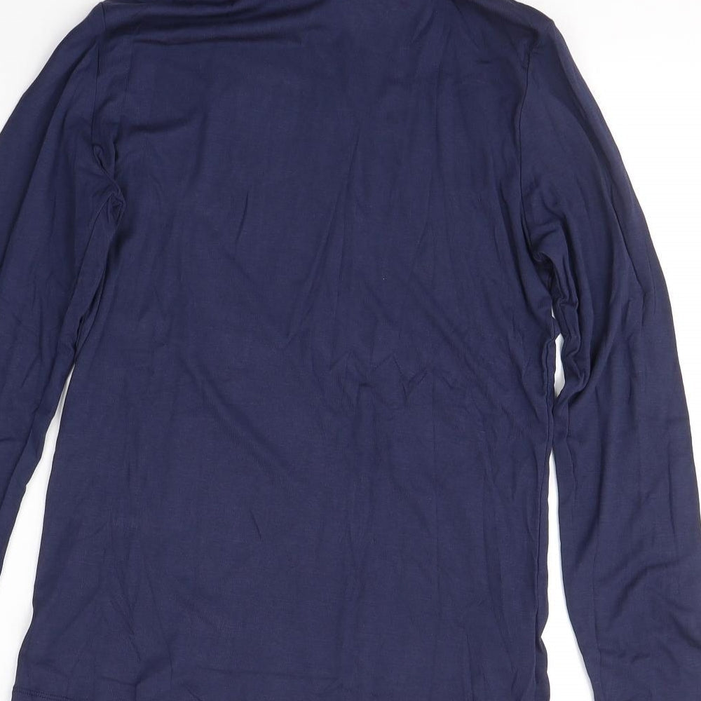 Carcos Womens Blue  Viscose Jersey T-Shirt Size XL Roll Neck