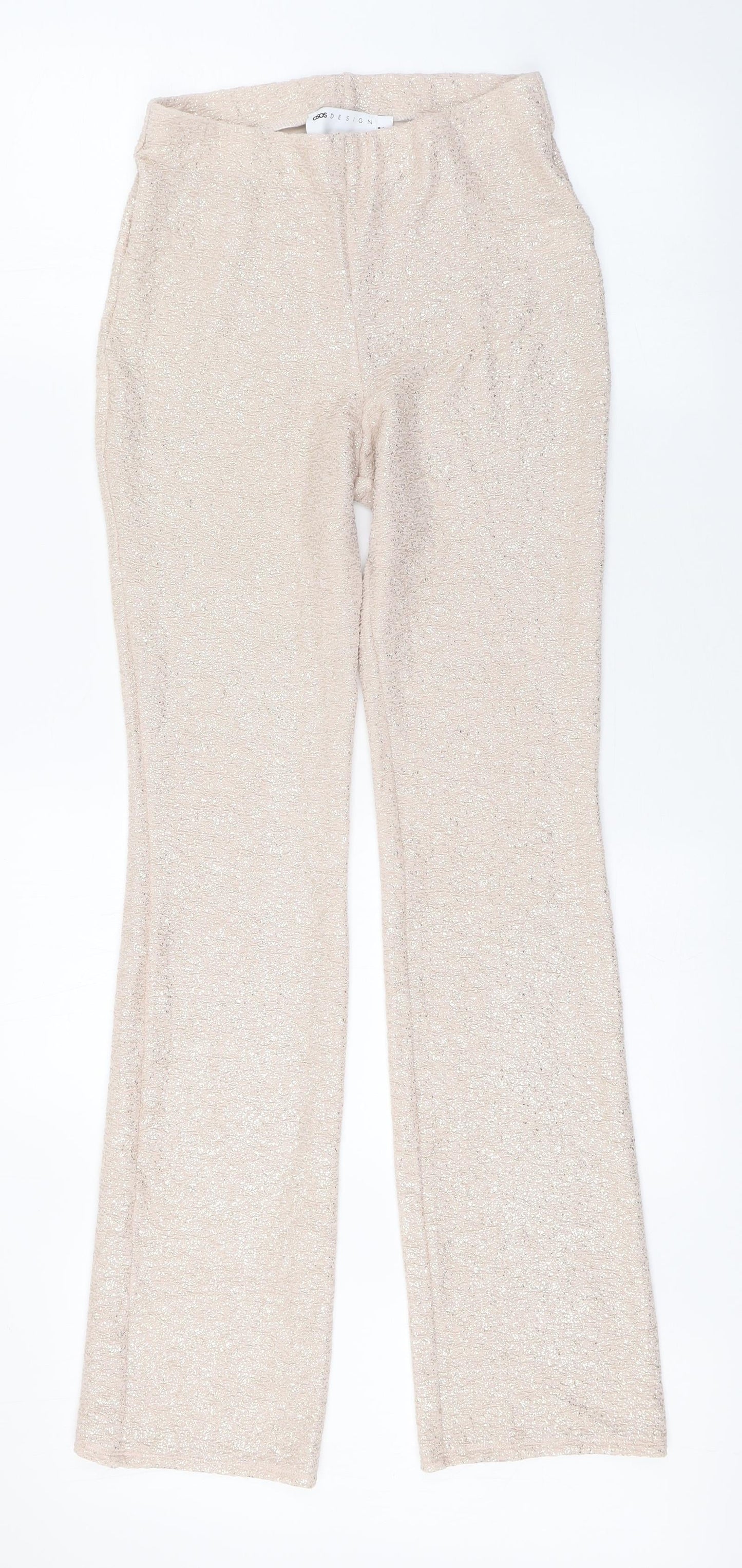 ASOS Womens Beige  Polyester Capri Leggings Size 8 L31 in   - Gold detail