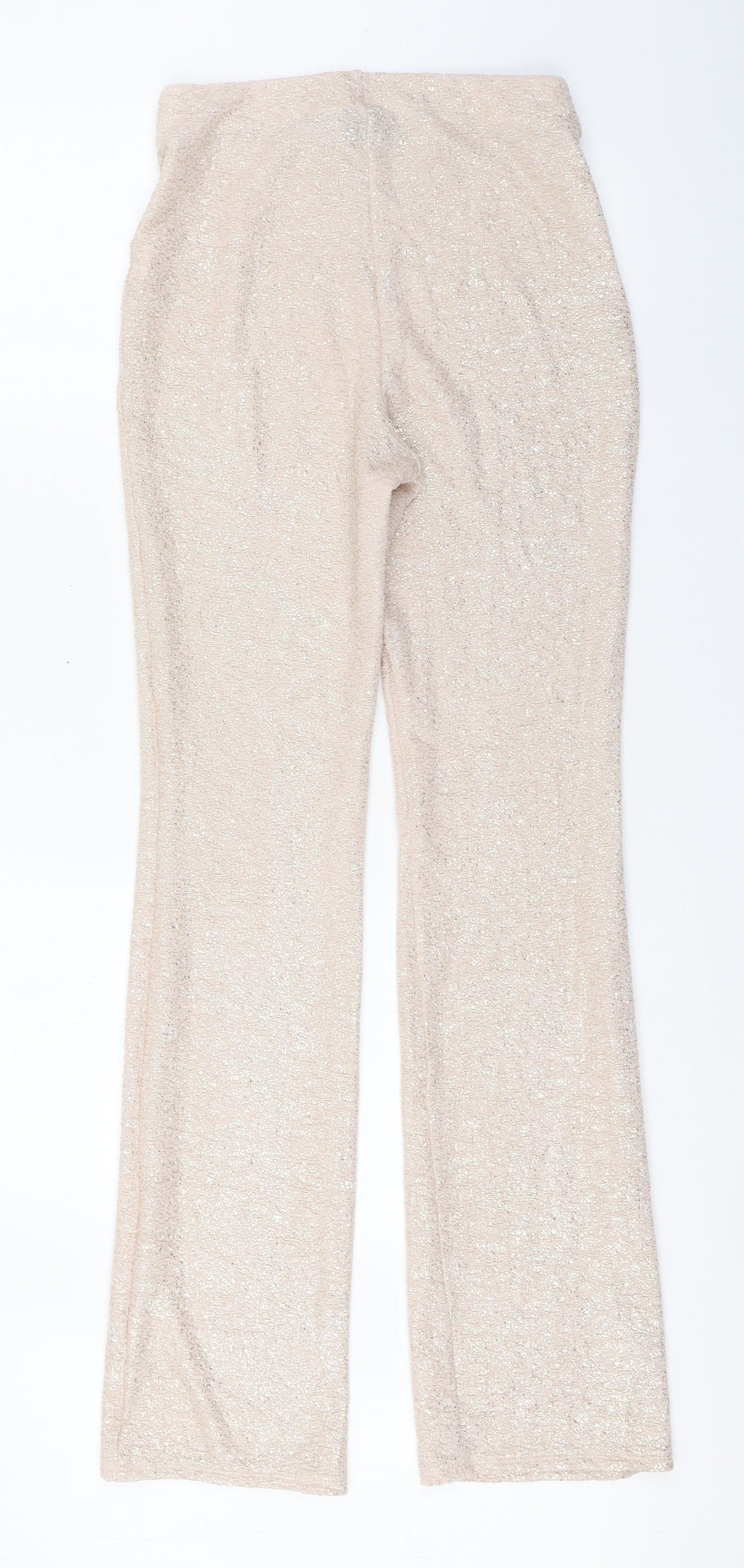 ASOS Womens Beige  Polyester Capri Leggings Size 8 L31 in   - Gold detail