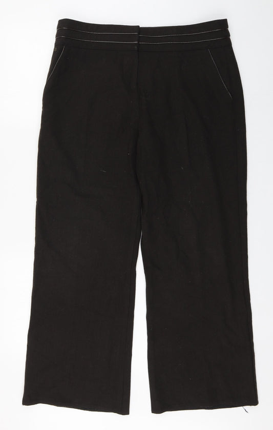 Marks and Spencer Womens Brown  Polyester Trousers  Size 14 L26 in Regular Zip