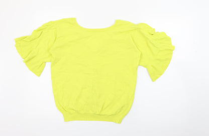 Next Womens Yellow Crew Neck  Viscose Pullover Jumper Size 12