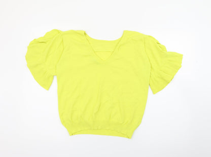 Next Womens Yellow Crew Neck  Viscose Pullover Jumper Size 12