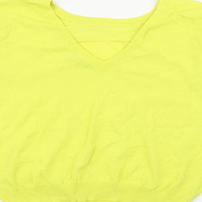 Next Womens Yellow Crew Neck  Viscose Pullover Jumper Size 12