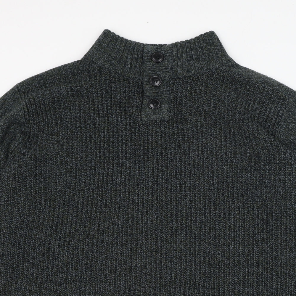 George Womens Green Mock Neck  Acrylic Pullover Jumper Size L
