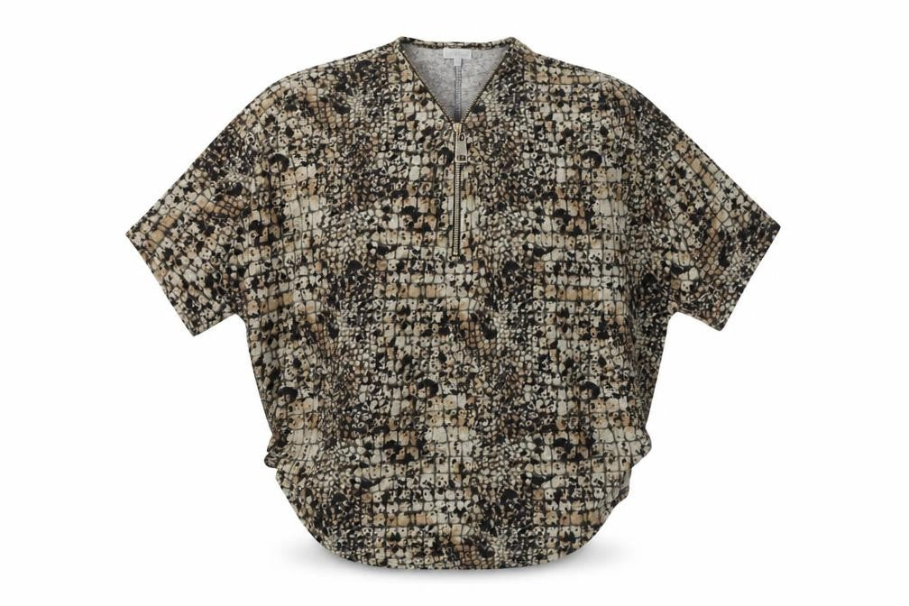 Blue Vanila Womens Brown Round Neck Animal Print Polyester Pullover Jumper Size M